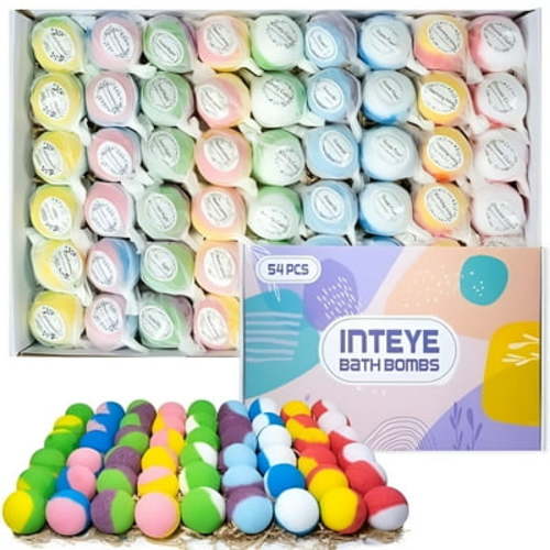 54 PCS Bulk Bath Bombs with Small Gift Bags, Large Capacity Sharing Pack For Women, Men & Kids, Relaxation and Stress Relief, Christmas, Venlentine's Day