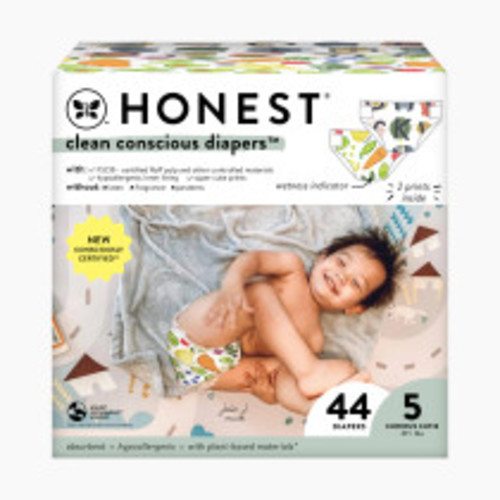 The Honest Company Clean Conscious Disposable Diapers - So Delish + All The Letters, Size 5, 44 Count