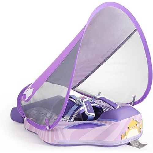 Mambobaby Float with Canopy Size Improved Non Inflatable Infant Baby Pool Float Smart Mambo Float Swim Trainer Add Tail Baby Swim Float Mambo Baby Float Solid Air Free Water Waist Swimming Ring