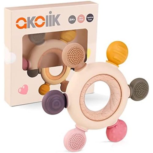 Baby Teething Toys,Silicone Teething Relief Teethers Toy for Babies 0-3-6-9-12 Months Old Boys Girls BPA Free Baby Chew Toys Infant Toys Newborn Accessories