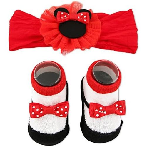 Disney Baby Girls’ Minnie Mouse Gift Set – 2 Piece Headband and Socks (Newborn: 0-12M)