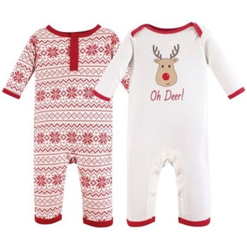 Hudson Baby Infant Cotton Coveralls 2pk, Reindeer, 3-6 Months
