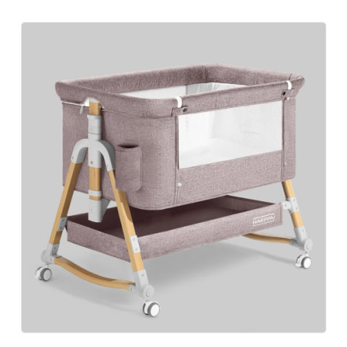 HARPPA Baby Bassinet Bedside Sleeper, Khaki or Dark Grey Color