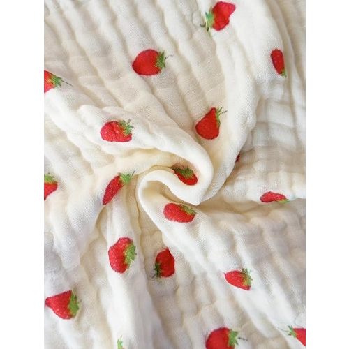 Ultra Soft 6-Layer Muslin 100% Cotton Baby Blanket 41"x41" Breathable Lightweight Strawberry Swaddle Blankets for Baby Toddlers Birthday Gifts All Seasons