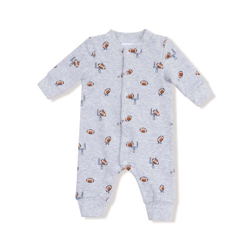 French Terry Baseball Collar Romper, Football Field Goal