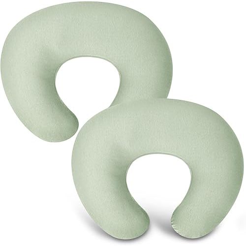 Nursing Pillow with 2 Covers, Feeding Pillows for Breastfeeding, Baby Nursing Pillow with Cooling Cotton, Machine Washable (Pale Green)