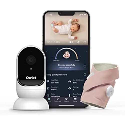 Owlet Dream Duo Smart Baby Monitor - Video Baby Monitor with HD Camera & Dream Sock: Only Baby Monitor to Track Heart Rate & Average Oxygen as Sleep Quality Indicators