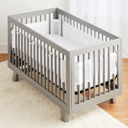 Breathable™ Mesh Liner for Full-Size Cribs, Deluxe 4mm Mesh, White Ruffle (Size 4FS Covers 3 or 4 Sides)