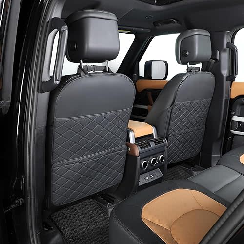 Seat Back Protector + Large Capacity Pocket Storage Organizer,Preventing the Impact of Children Stepping on the Seat Backrest (Black)