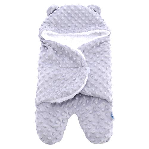 Baby Swaddle Blankets Wrap - Soft Thick Fleece Sherpa Minky Baby Sleeping Wraps - Fuzzy Warm Cozy Soft Unisex Receiving Blankets for Boys, Girls, Toddler, Infant - Newborn Clothes (Grey)