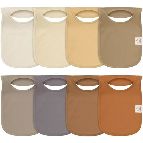 KeaBabies 8-Pack Bibs for Baby Girl, Boy - Pullover Large Baby Bibs for Drooling and Teething Infant, Newborn, Soft & Absorbent Organic Cotton, Long Torso Coverage Keep Toddler Clean & Dry(Terracotta)