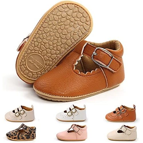 Baby Shoes Girls Mary Jane Flats Non Slip Soft Sole PU Leather Infant Toddler Sneakers First Walkers Party Christmas Dress Shoes