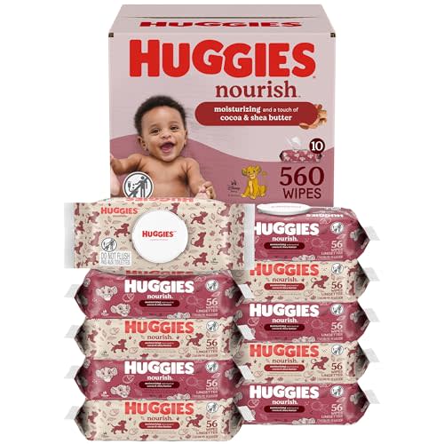 Huggies Nourish Scented Baby Wipes, 10 Push Button Packs (560 Wipes Total)