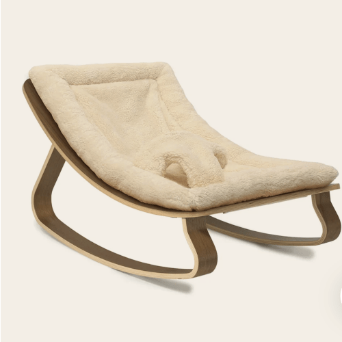 LEVO Baby Rocker in Walnut & Fur