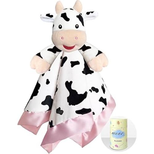 Cow Baby Security Blanket Loveys for Babies Girls, 16" Soft Baby Lovey Blanket, Baby Snuggle Stuffed Animals Blankie, Baby Girls Gifts for Infant and Toddler