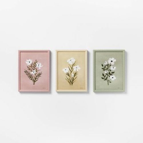 (set Of 3) 12"x16" Flower Framed Arts - Threshold™ Designed With Studio Mcgee