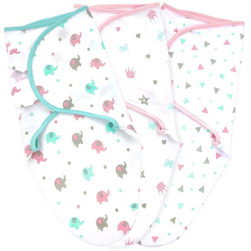 Walmart Baby Swaddle Blankets, Adjustable Infant Wrap Set for Newborn Girl, 0-3 Months, Pink, Grey & Mint