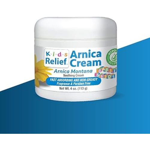 Kids Relief Arnica Cream, Natural, Soothing, Non Greasy and Unscented Pain Relief Cream, 4 oz (Pack of 1)