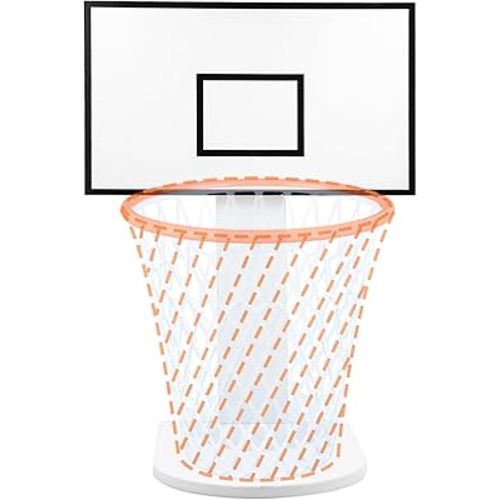 MORNING SUN Basketball Trash Can Holder, Basketball Trash Can Wooden Display (Excluding Trash Can), Garbage Bin Basketball Hoop for Home Office Kitchen Living Room, WHITE, MS23001
