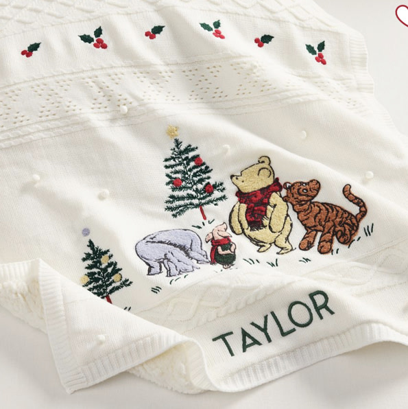 Disney's Winnie the Pooh Holiday Heirloom Baby Blanket