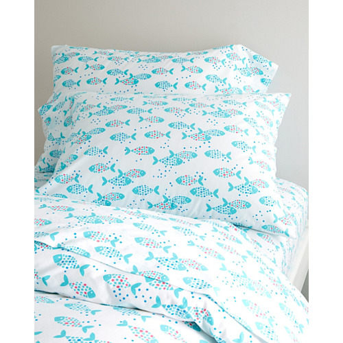 Pretty Fishy Percale Bedding - Garnet Hill (Twin Sheet Set)