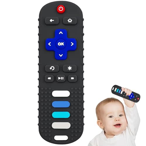 YAPROMO Baby Silicone Teether Toy - Remote Control Shaped for Toddlers 6-18 Months, TV Remote Teething Toy, BPA-Free, Safe for Infants & Babies