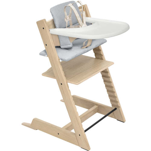 Stokke Tripp Trapp High Chair2 and Cushion with Stokke Tray - Oak Natural / Nordic Blue