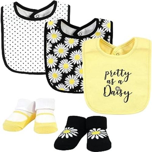 Hudson Baby Unisex BabyCotton Bib and Sock Set