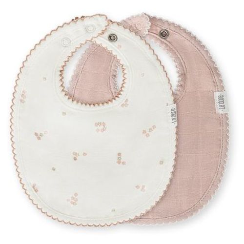 Muslin Baby Bibs | Soft Cotton Teething Bibs for Infant Drips, Drools & Feedings | Waterproof, Adjustable Fit for Newborn Baby | 2 Pack (Multicolor), Color: Mini flower blush