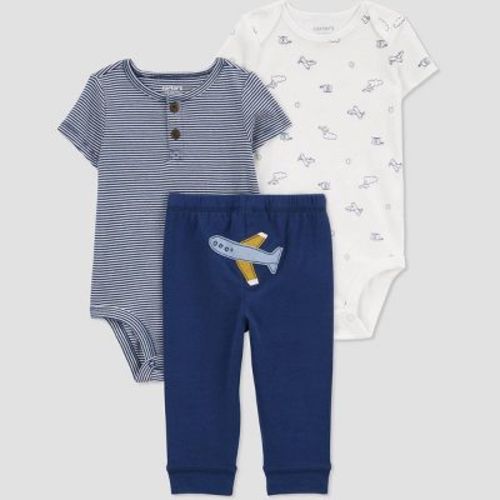 Carter's Just One You® Baby Boys' Striped Plane Coordinate Set - Blue Newborn