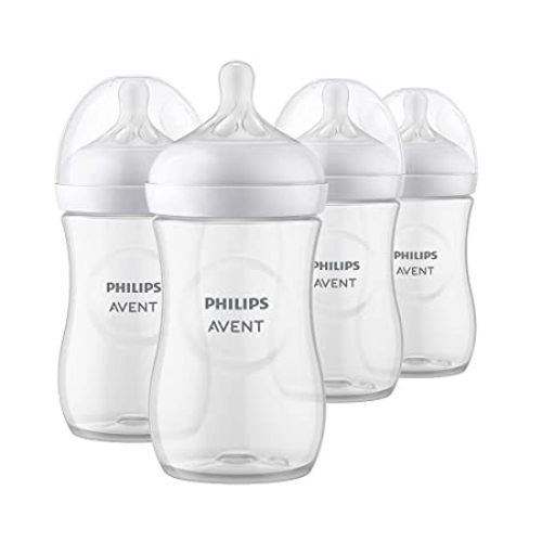 Philips AVENT Natural Baby Bottle with Natural Response Nipple, Clear, 9oz, 4pk, SCY903/04 - 4 Pack