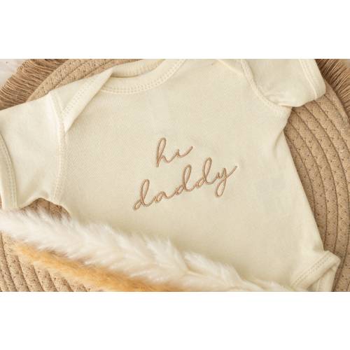 Embroidered Hi Daddy Onesie® or Tshirt Embroidered Gifts for Newborn, Cute Baby Outfit Pregnancy Announcement Bodysuit Husband, HDT-C-U-97