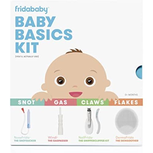 Frida Baby Baby Basics Kit |Includes NoseFrida, NailFrida, Windi, DermaFrida + Silicone Carry Case