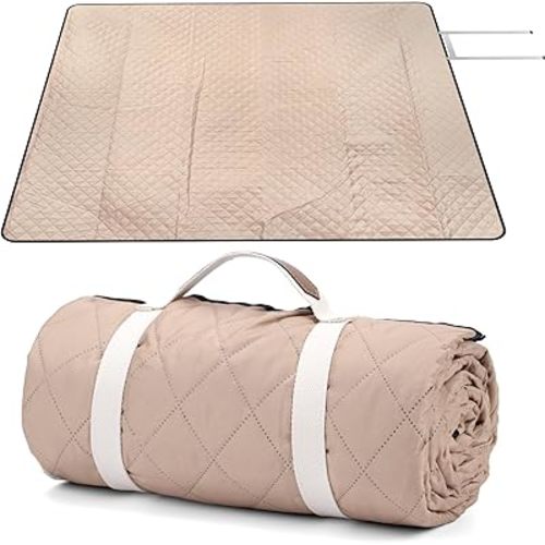 Oversize Picnic Blankets with Foldable, Waterproof & Sand Proof Blanket Made of PEVA for Camping,Park, Beach,Grass,Outdoor,Portable mat (Light Brown, 78.7"x78.7")