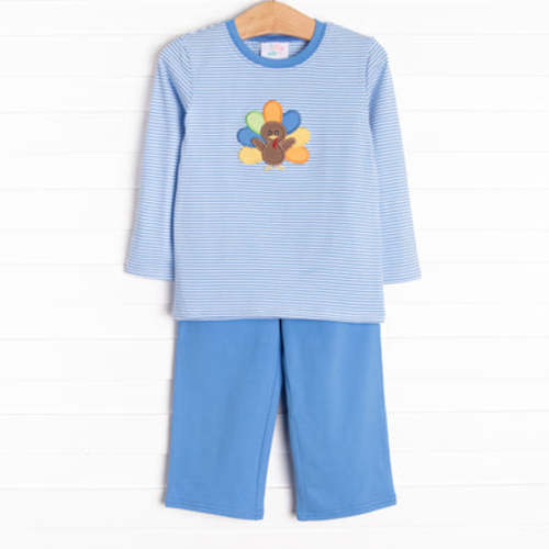 Shake Your Tail Feathers Applique Pant Set, Blue – Stitchy Fish