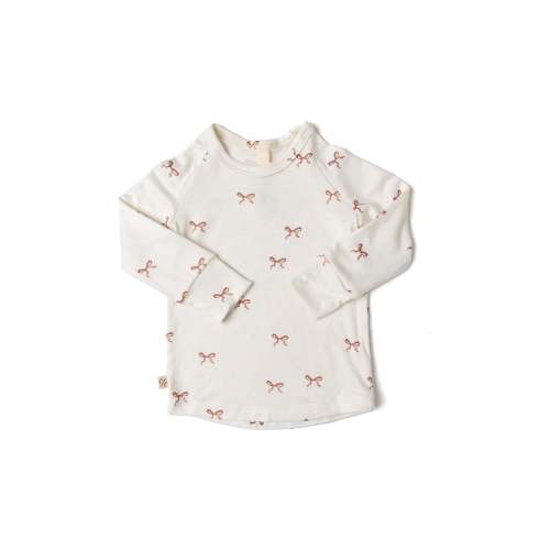 Childhoods Clothing Rib Knit Long Sleeve [3-6 Month, Classic Bows - Natural]