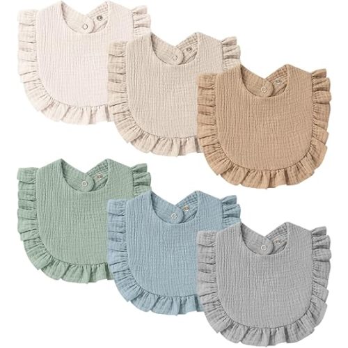 Baby Muslin Bibs Bandana Drool Bibs for Unisex Boys & Girls, Soft and Absorbent Cotton Teething Drooling Bib Set for Newborn Toddler