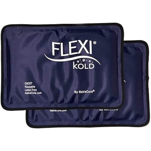 2 FlexiKold Gel Ice Packs - Ice Packs for Injuries Reusable, Back Pain Relief, Knee Ice Pack Wrap, After Surgery, Ice Pack for Knee - 6303-COLD-2PK by NatraCure - Medium - 7.5” x 11.5” – 2PK