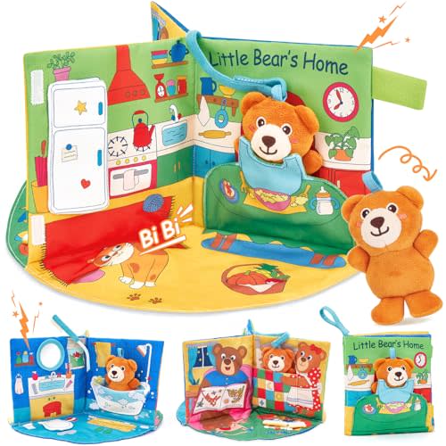 hahaland Busy Book for 1 Year Old - Touch and Feel Soft Activity Books Tummy Time Sensory Baby Toys 6 9 12 18 Months, Interactive Quiet Book for Babies 6-12 Months 1 Year Old Birthday Boy Girl Gifts