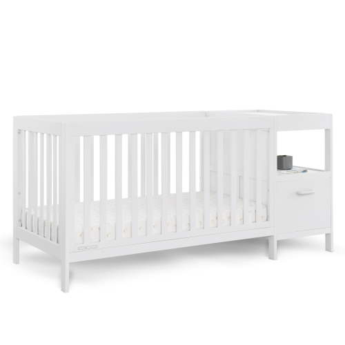Delta Children Alice 5-in-1 Convertible Crib and Changer - Greenguard Gold Certified, Bianca White