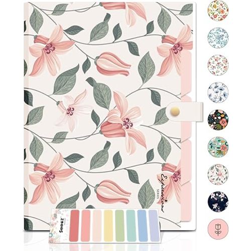 Sooez Cute Accordion File Organizer, 5 Pocket Floral Travel Expanding File Folder for Important Document with Labels, Aesthetic Paper Bill Receipt Organizer for Office School Supplies, Letter A4 Size