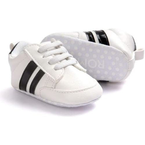 KIDSUN Infant Baby Boys Girls Sneaker Leather Soft Sole Anti-Slip Newborn Toddler White Casual Shoes First Walker Crib Shoes