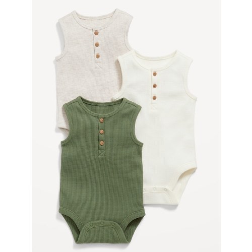 Unisex Sleeveless Henley Bodysuit 3-Pack for Baby