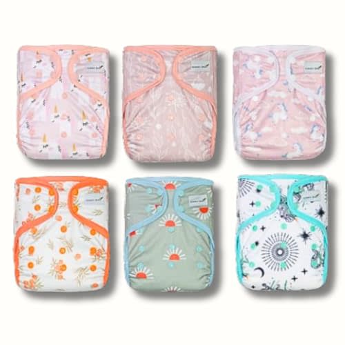Kawaii Baby 6 Happy Leak-Free Cloth Diaper Covers, Double Waterproof Layer adjustable to fit babies 8-36 pounds (Happy Girl)
