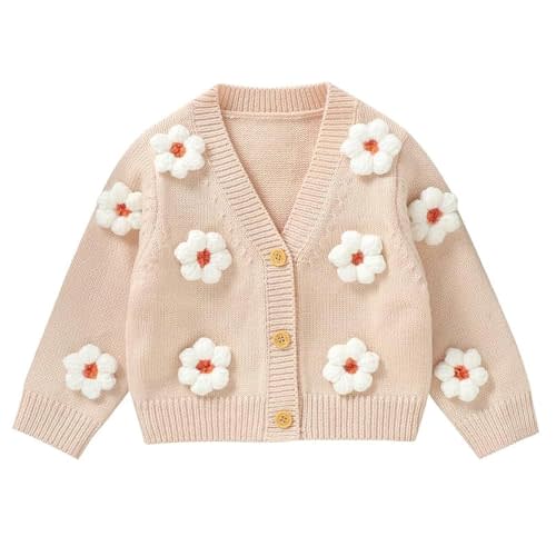 Neiwech Baby Girl Cardigan Sweater Toddler Knit V-Neck Button Long Sleeve Outwear Fall Winter Clothes