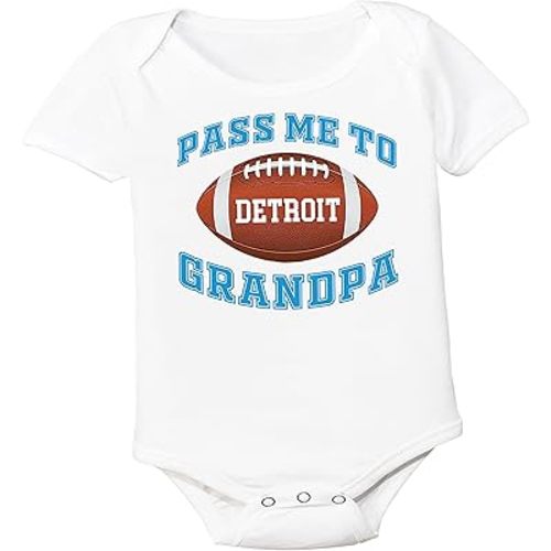 Football Pass Me to GrandPa Baby Bodysuit for Detroit Fans