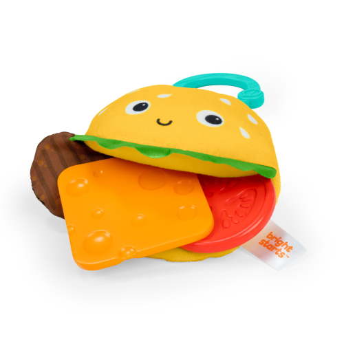 Bright Starts Say Cheeseburger on the Go Teether Toy, BPA Free, Unisex, Infants Ages 3 Months+