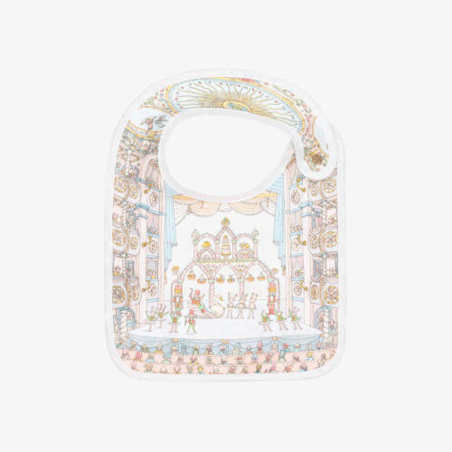 Atelier Choux Paris - Blue Organic Cotton Opera Print Bib | Childrensalon