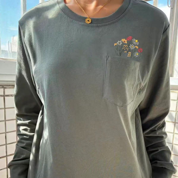 Floral Pocket Long-Sleeve Breastfeeding T-Shirt – Giftifymama