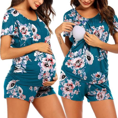 Ekouaer Women's Maternity Nursing Pajamas Set